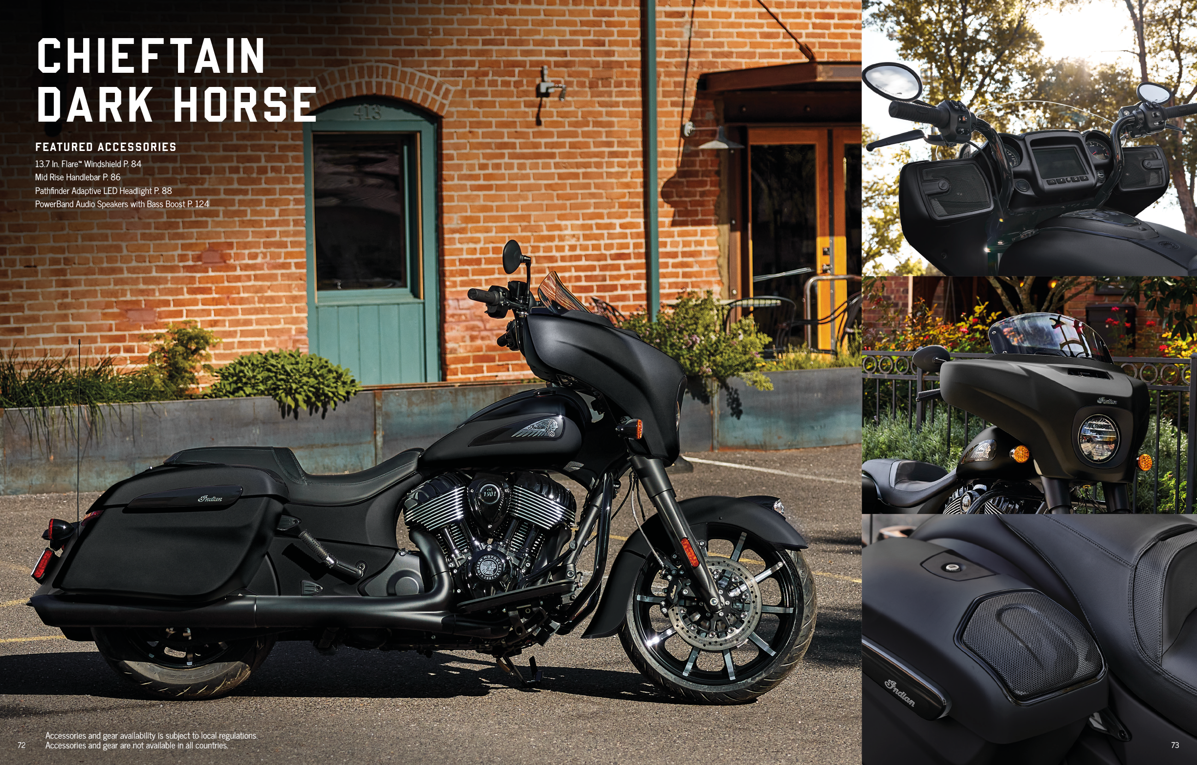 A magazine advertisement for a motorcycle with a side view and a front view. AI generated content
